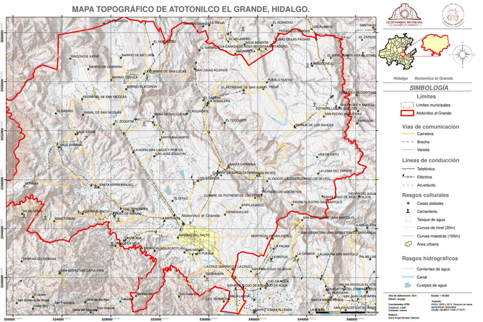 Ma topográfico de Atotonilco el Grande, Hidalgo