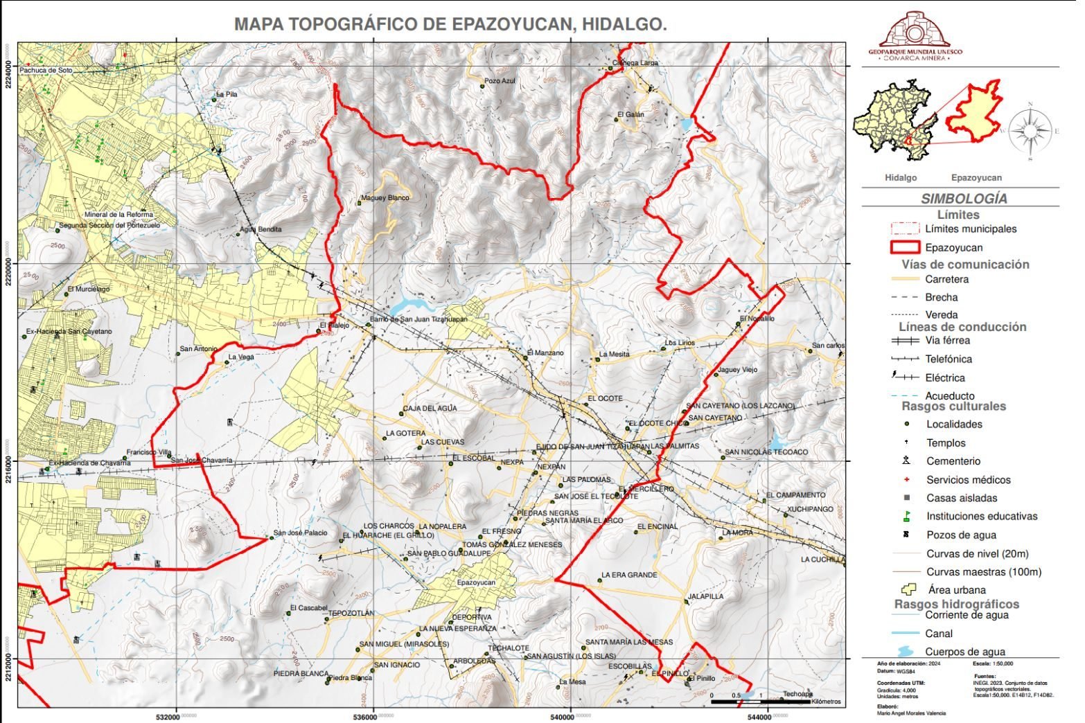 Ma topográfico de Epazoyucan, Hidalgo